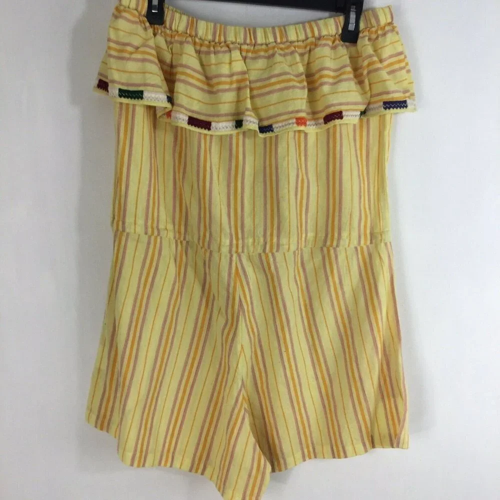 Kopal Rinku Strapless Romper Yellow Stripe Ruffle - Picture 3 of 8